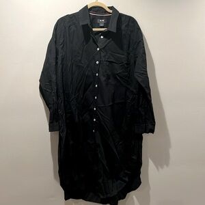 Maeve Midnight Black Button-Down Midi Dress